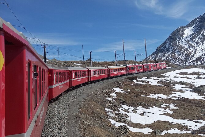 Bernina Red Train, Swiss Alps & St Moritz From Milan - Boarding the Bernina Red Train in St. Moritz