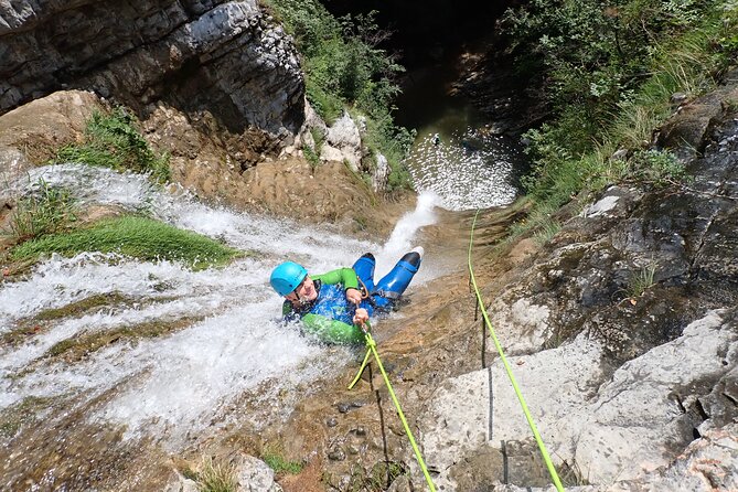 Canyoning "Vione" - advanced Canyoningtour also for sportive beginner - Wetsuits, helmets, and the shoes you must bring