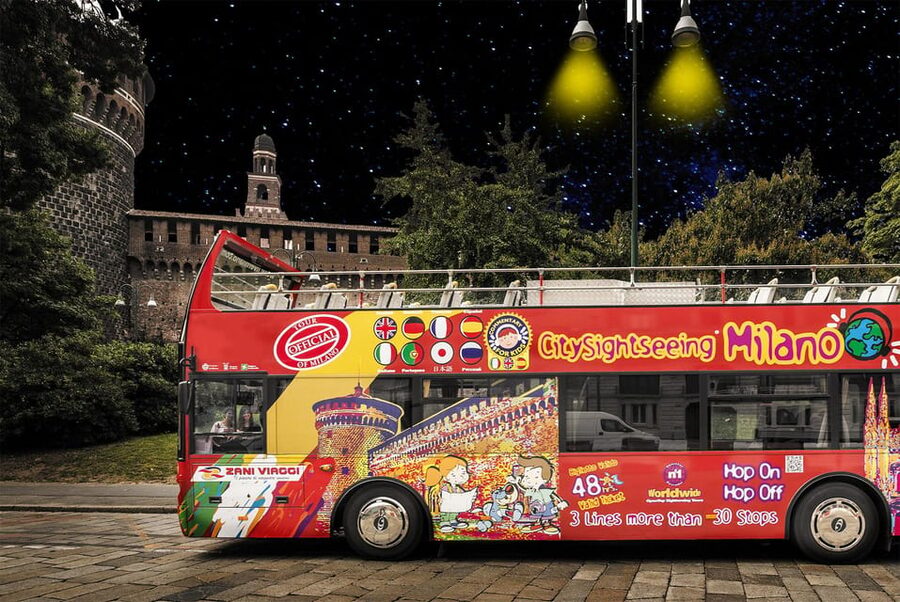 Milan: Night Tour by Bus - Sforza Castle after dark