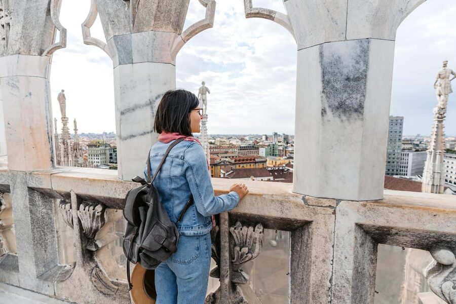 Milan: Private Duomo Cathedral and Roof Top Guided Tour - Taking the elevator toward the first terrace