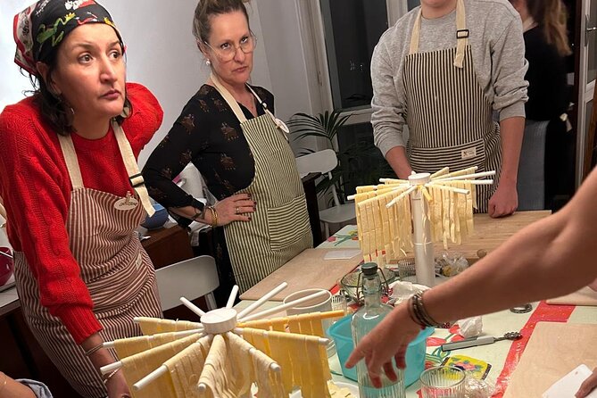 Pasta and Tiramisu join our cooking class - Sitting down to eat what you made